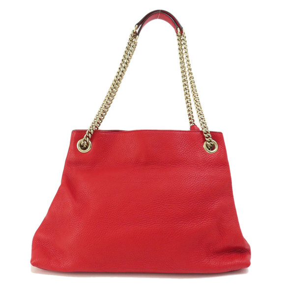 Gucci Chain Shoulder Soho Tote Bag Leather Red - Picture 2 of 9